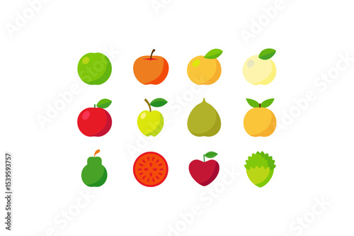different-fruits-vector-icon set 