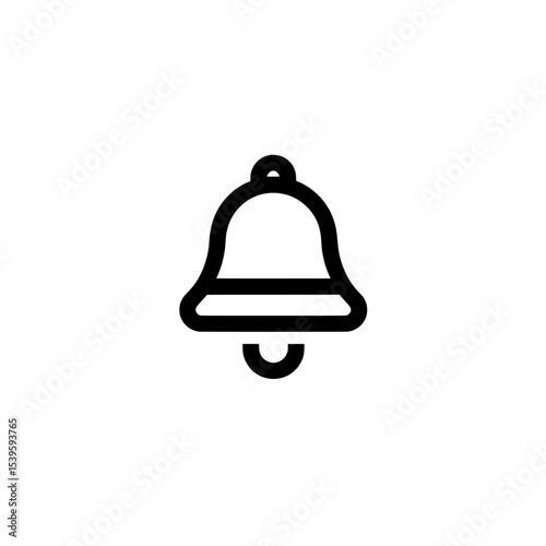 Notification bell icon with a loop handle and ringing indication in flat black design