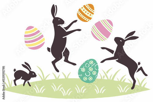 Festive Rabbit and Egg Silhouettes – Playful Designs for Holiday Decor