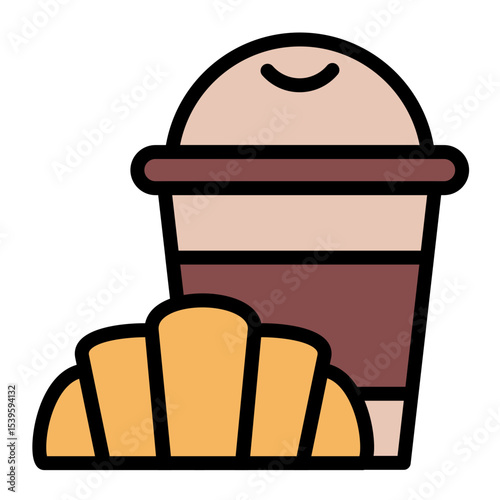 coffee and croissant icon	