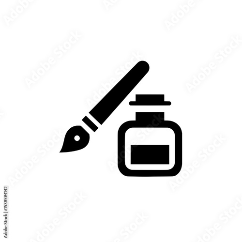 Ink bottle with paintbrush icon representing creative writing or drawing tools