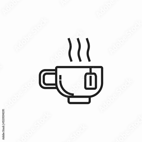 teacup with tea bag icon sign vector