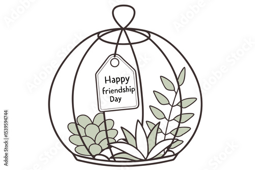 Minimalist glass terrarium illustration