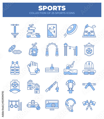 Collection of 25 Sports Icons. Ultimate Guide to Summer and Extreme Sports