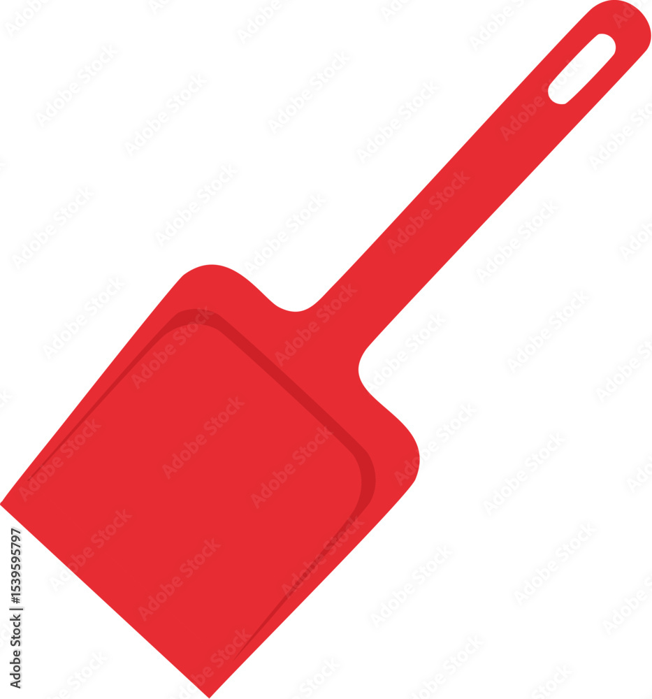 Red plastic shovel flat vector illustration Red plastic shovel flat vector illustration