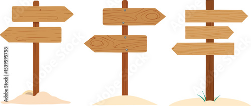 wooden direction sign vector