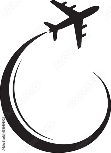 Black Airplane Silhouette Flying Circular Path aircraft