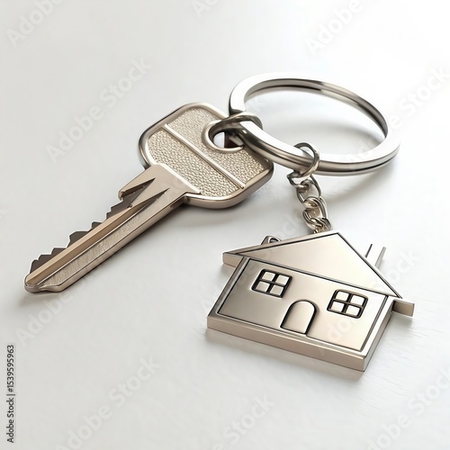 House Keys with Keychain Isolated