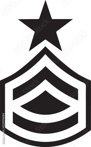 Black and White Sergeant Chevron Insignia with Star