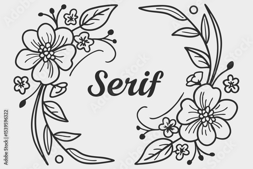 Minimal uppercase serif font with symmetrical floral design