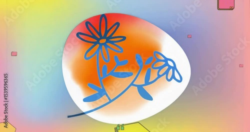 Flower drawing tracing stem quote bubbles sliding oval expanding shapes floating emphasizing flower