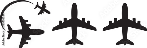 Black Silhouettes of Airplanes Flying in Formation