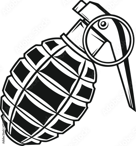 Bold Grenade Vector Illustration A Symbol of Warfare and Destruction Perfect for Graphic Design and Artistic Representations in Black and White