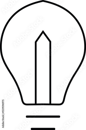 Light bulb drawing, Lamp doodle icon or outline with black lines