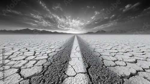 Monochromatic Desert Road: A Journey into Solitude