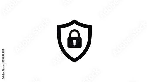 Cybersecurity Icon: Shield & Lock for Robust Digital Protection
