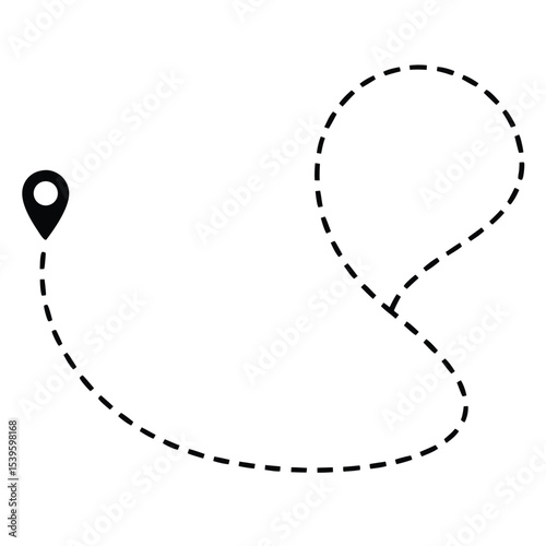route-dotted-path icon black vector illustration on transparent background