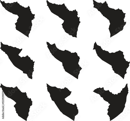 Somalia Islands map black silhouette vector style with white background
