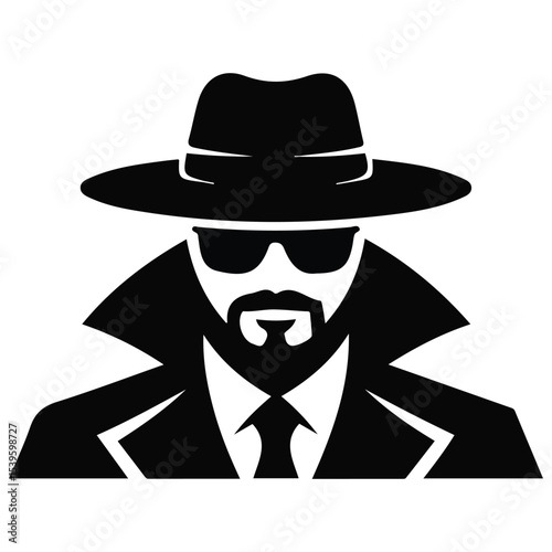 man in suit secret service agent icon isolated vector illustration