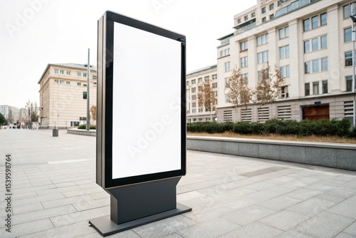 Blank digital billboard display mockup with white background. Perfect for advertising, branding, marketing content, signage design, or promotional presentation on screen-based media formats. photo