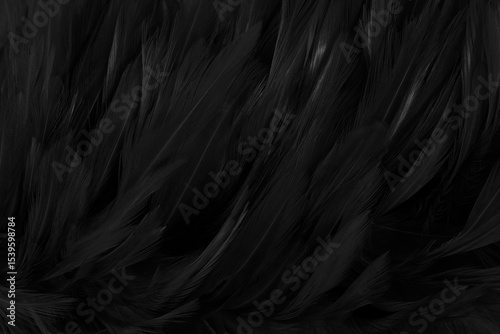 Beautiful black grey bird feathers pattern texture background.