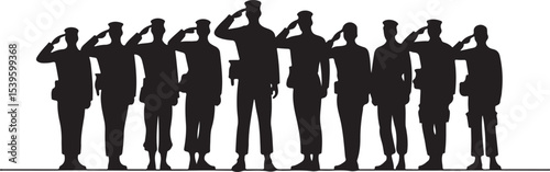 Standing soldier silhouette vector military man