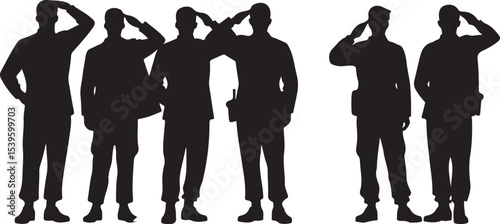 Standing soldier silhouette vector military man