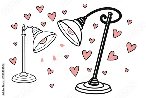 Interconnected touch lamps simple modern illustration
