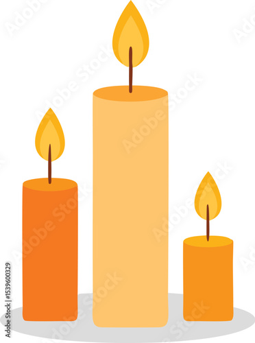 three burning candles vector illustration