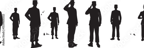 Standing soldier silhouette vector military man