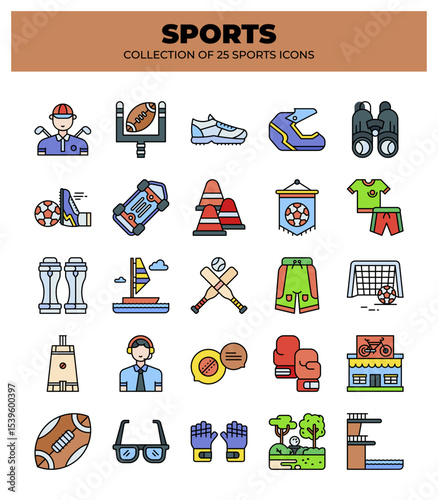 Vibrant Collection of 25 Sports Icons