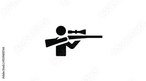 Sniper Icon: Precision Marksmanship, Rifleman Silhouette, Targeting Graphic