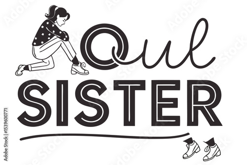 Bold varsity block font soul sister design