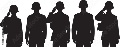 Standing soldier silhouette vector military man