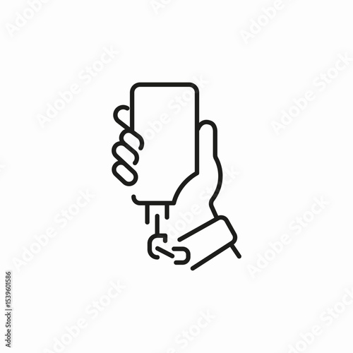 phone holding connection icon sign vector