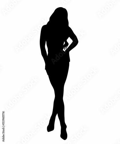 Silhouette of a Standing Woman in Fashion Pose