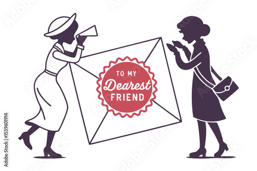 Folded letter with heart design romantic valentine s day illustration