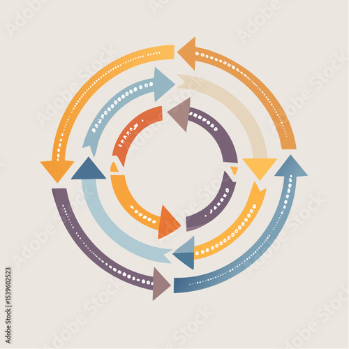 A round infographic loop showing repeated tasks or a continuous workflow cycle.