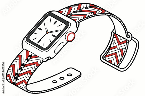 Smartwatch with friendship bracelet colorful vector illustration