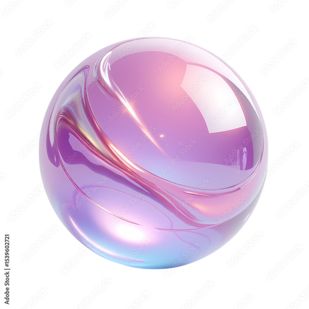 Obraz premium Iridescent sphere with swirling colors black background isolated on transparent background