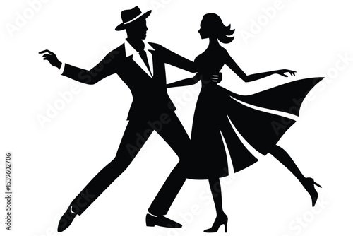 Vintage silhouette of dancing couple