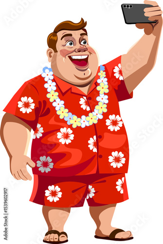 tourist takes a photo of himself