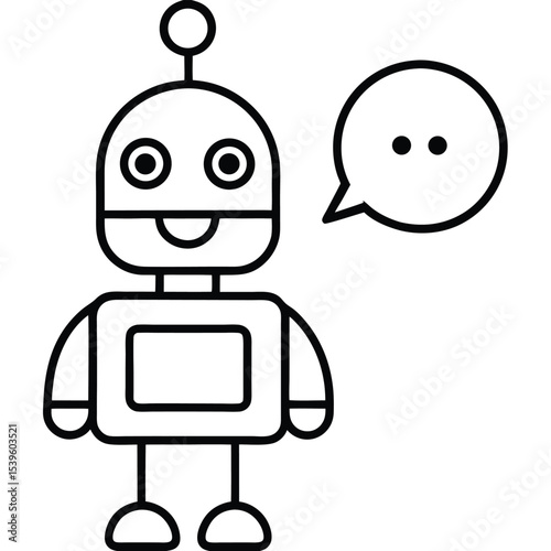  robot-chat-bubble icon black vector illustration on transparent background
