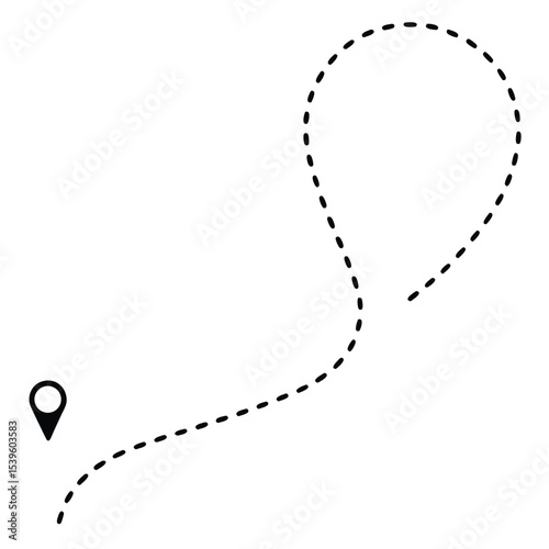route-dotted-path icon black vector illustration on transparent background