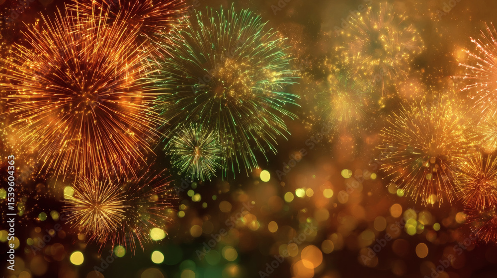 Fototapeta premium Spectacular Nighttime Fireworks Display Vibrant Colors and Sparkling Lights