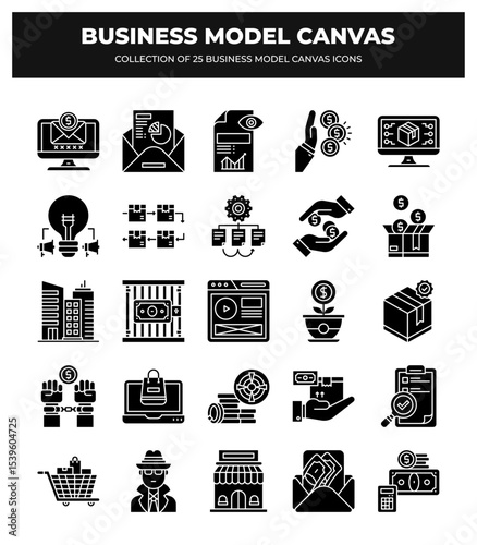 Business Model Canvas Icons: 25 Essential Icons for Strategic Planning