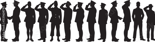 Standing soldier silhouette vector military man