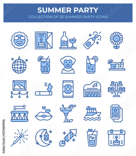 Summer Party Icons. 25 Fun Celebration & Event Graphics