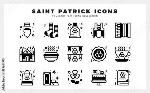 15 Saint Patrick Lineal Fill icon pack. vector illustration.