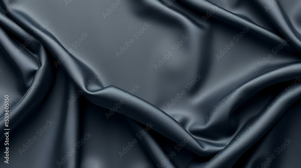 Fototapeta premium Elegant draped dark gray satin fabric texture background